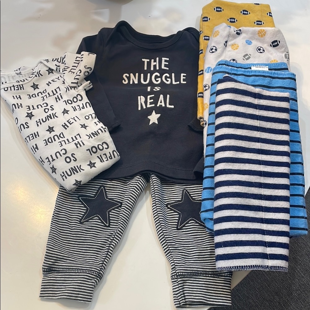 Baby Outfit Set - The Snuggle is Real - Black, White, Blue